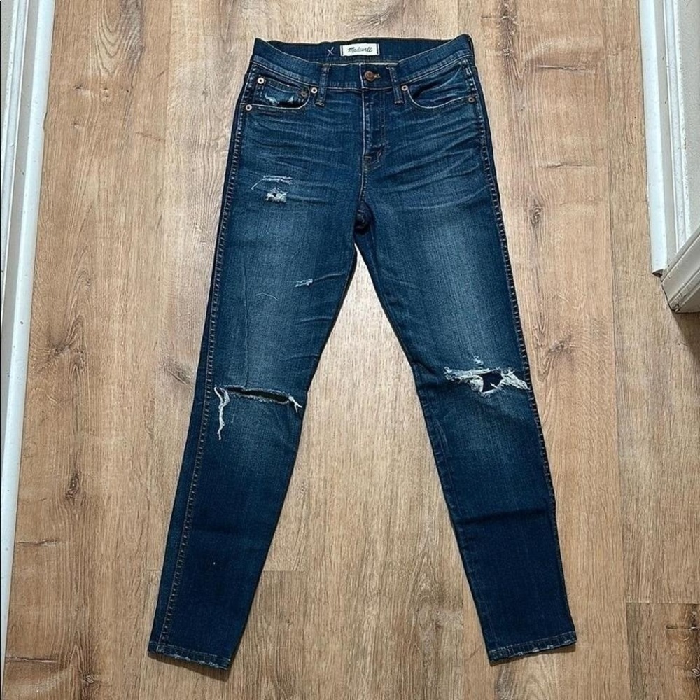 MADEWELL | Women's 9" High-Rise Skinny Jeans: Ripped and Patched Edition, 25